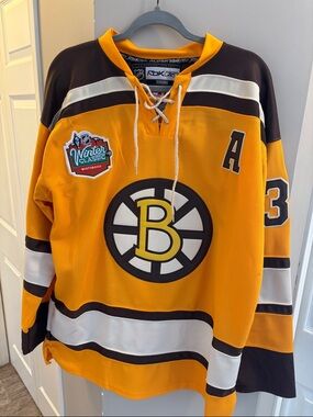 Reebok Bruins Gold and Black Winter Classic Hockey Jersey